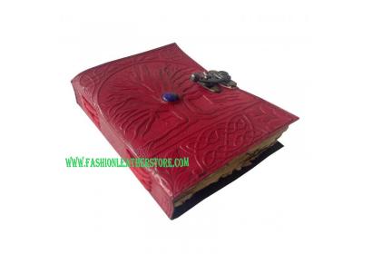 embossed tree of life handmade leather journal