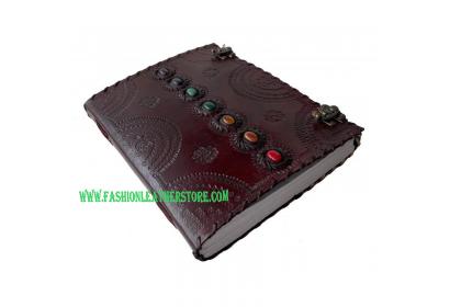 embossed seven stone leather journal