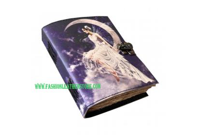 beautiful printed fairy of moon leather journal