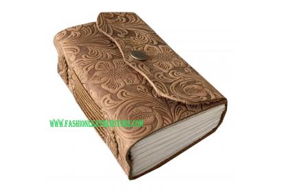 Vintage Brown Journal Bound Antique Garden Flower Embossed Leather Journal