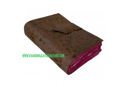 Handmade Bound Leather Journal Garden Flower