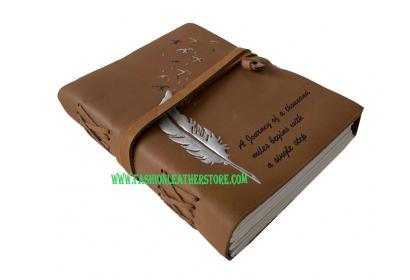 Handmade Soft Leather Leather Vintage Feathered Embossed Spell Book Leather Journal