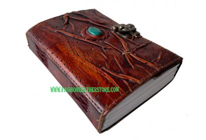 New Handmade Genuine Antique Shape Single Eye Stone Leather Journal Antique Diary