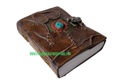 Handmade Antique Genuine Leather Single Eye Stone Leather Journal Antique Diary