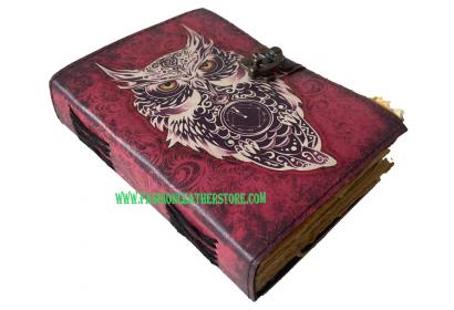 LEATHER JOURNAL OWL PRINTED BOOK OF SHADOWS WITCH CRAFT JOURNAL LEATHER GRIMOIRE MAGICAL B