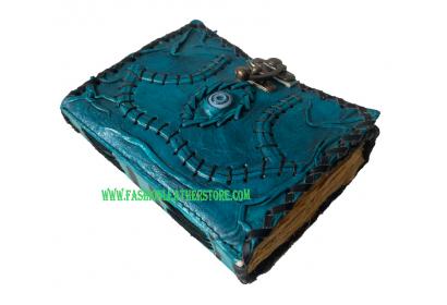Hocus-Pocus-Wicca-Wiccan-Antique-Blue-Leather-Neo-Pagan-Leather-Journal-Spell-Book-Of-Shad
