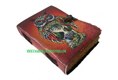 Leather Journal Owl Printed Book of Shadows Witch Craft Journal Leather Grimoire Magical B