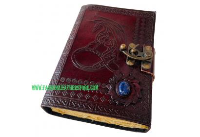 HANDMADE EMBOSSED LEATHER JOURNALS FOR WRITING NOTEBOOK SKETCHBOOK DIARY WITH LOCK FOR MEN WOMEN DND BOOK OF SHADOWS DUNGEONS AND DRAGON WITH STONE FOR EVERYONE