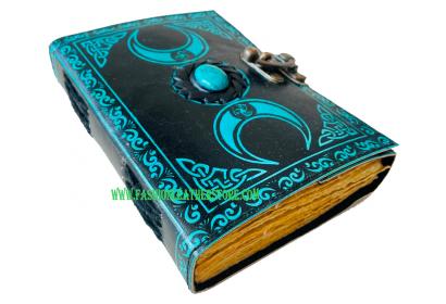 Book Of Shadows Moon Leather Journal Eye Triple Moon journal Stone bound journal for gifti