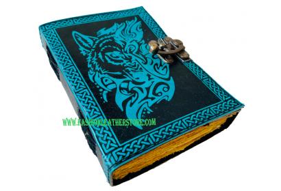 Leather Journal Traveler Diary Custom Sketchbook Wolf Leather Journal Face Notebook Journal Gift Vintage Handmade Large Embossed