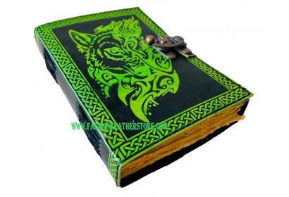 Wholesaler Leather Journal Traveler Diary Custom Sketchbook Wolf Leather Journal Face Notebook Journal Gift Vintage Handmade Large Embossed VINTAGE LEATHER JOURNAL