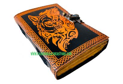 Wholesaler Custom Sketchbook Wolf Leather Journal Leather Journal Traveler Diary Face Notebook Journal Gift Vintage Handmade Large Embossed
