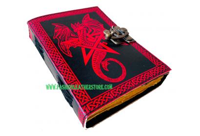 Wholesaler Handmade Star Pentagram Dragon Vintage Journal Spell Book Of Shadows Leather Journal With C Lock Best Gift For Christmas, New Year, Men, Women Deckle Edge Paper 200 Page