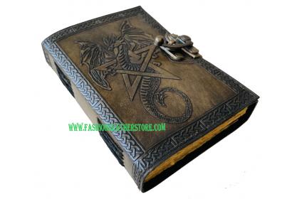 Vintage Women Sketchbook Dragon Large Book Of Shadows Star Pentagram Journal Leather Journ
