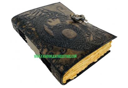 Leather Journal Beautiful Dragon Embossed Handmade Personal Organizer Notebook For Collage