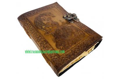 Handmade Leather Dragon Journal Notebook Diary For Men & Women, Full Genuine Leather Diary With Hand Made Paper