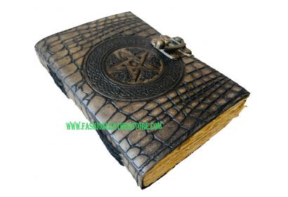 Leather Journal Celtic One Latches Deckle Edge Paper Pentagram Embossed Handmade Leather D