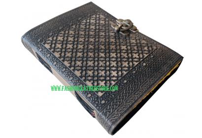Antique BLACK Charcoal Embossed Dragon Leather Journal Spell Book Of Shadows With C Lock Vintage Handmade Leather 200 Pages For Men & Women Notebook Sketchbook Phonebook 8x6