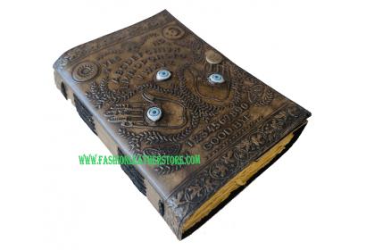 Antique Ouija Leather Journal With Three Eyes Spooky Spell Book Of Shadows With Astonishing Design Handmade Leather Deckle Edge Paper For Gift And Daily Use Notebook Sketchbook 7x5