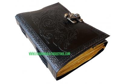 Wholesaler Custom Sketchbook Wolf Leather Journal Leather Journal Traveler Diary Face Notebook Journal Gift Vintage Handmade Large Embossed Journal