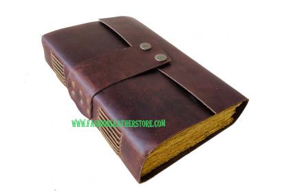 Buffalo Handmade Soft Leather Journal Bound Strap Leather Writing Journals Diary Handmade Recycled Vintage Deckle Paper 100 Blank Pages