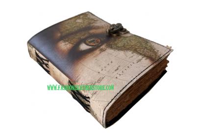 Wholesaler Handmade World Map Printed Vintage Spell Book Of Shadows Leather Journal