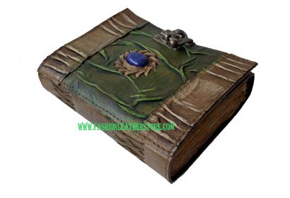 vinatge Genuine Leather Antique Shape Single Eye Stone Leather Journal Antique Diary Spell Book Of Shadows Notebook Handbook Leathers Book For Gift 7x5 Cotton Paper 240