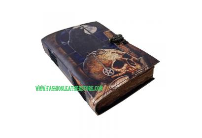  Leather The Symbol Of Crow Dead Skull Print Deckle Edge Paper Journal