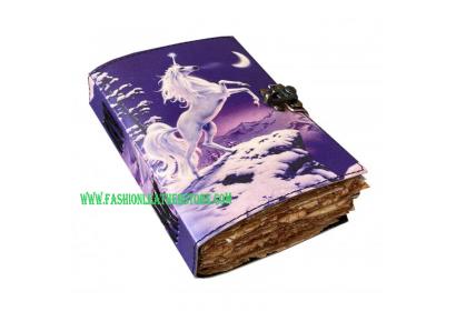 Printed Moonlight Unicorn Leather Journal