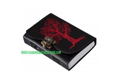 Tree Of Life Leather Journal Handmade Notebook Double Color Design Embossed