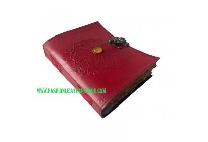 round tree of life embossed handmade leather journal