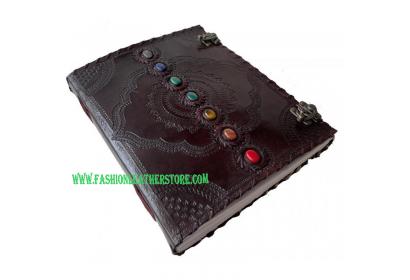 embossed seven stone leather journal
