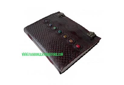 embossed seven stone leather journal
