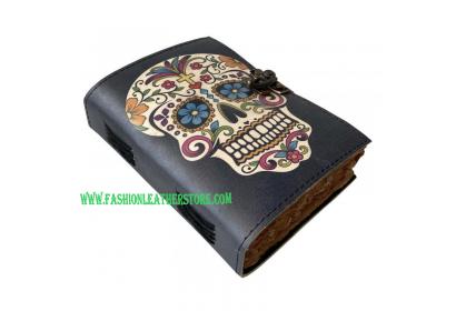  Skull Day Of The Dead Leather Print journal