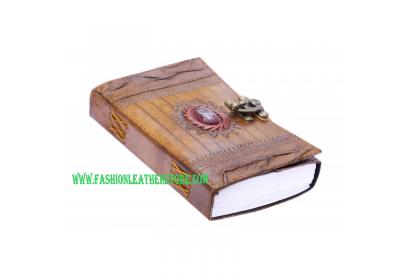 Handmade Antique Leather Journals Writing Travel Diary With Stone Dairy