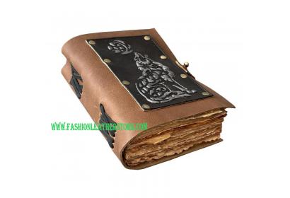 antique wolf handmade leather journal