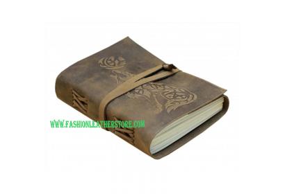Handmade Leather Journal Vintage Soft Cover Howling Wolf Design Notebook