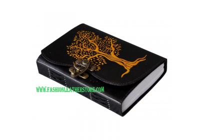 Leather Journal Handmade Notebook Tree Of Life Double Color Design Embossed