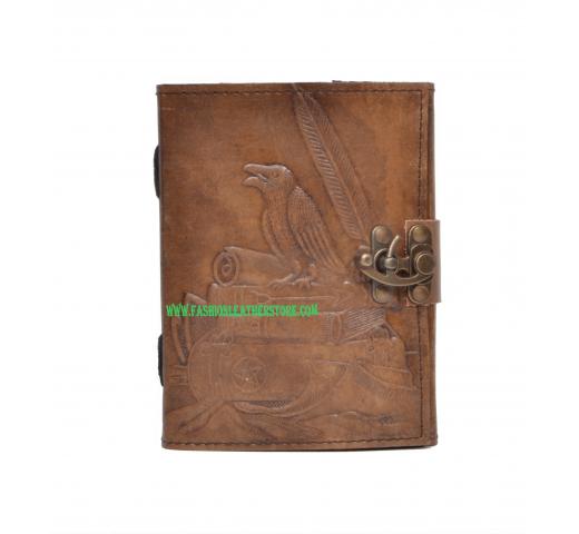 New Charcoal Colour Genuine Handmade Crow Embossed Vintages Blank Paper Notebook Leather Journal Diary
