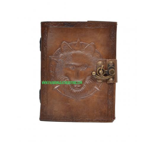 New Vintage Handmade Howl Wolf Embossed Vintages Blank Paper Notebook Leather Journal Diary