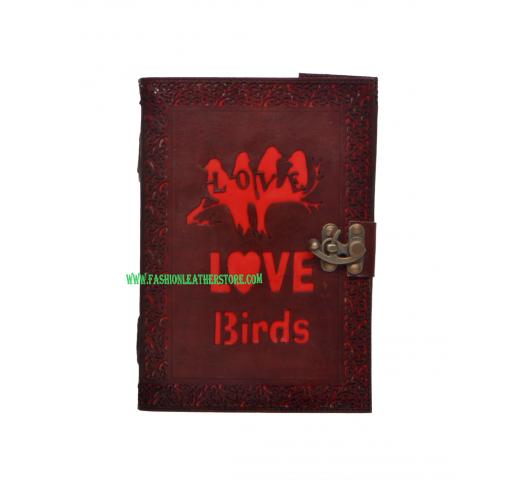 Vintage New Design Cut Work Leather Journal Embossed Love Birds Notebook Diary