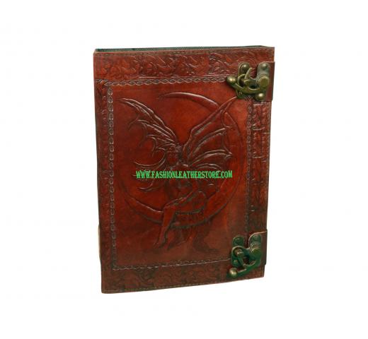 Celtic Leather Fairy Moon Book of Shadows Latch Spells Journal Pentacle Wicca Book Classic design india made