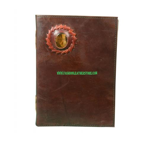  Leather Journal Distressed Leather Handmade Notebook Tiger Eye Stone Diary Sketchbook Travel Blank Book Brown