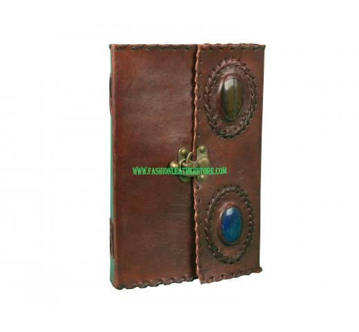  Leather C- Lock Two Stone Craft Paper Blank Diary Journal Handmade Beautiful Eco-friendly Note Book
