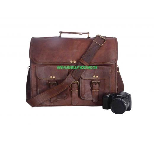 padded office leather briefcase