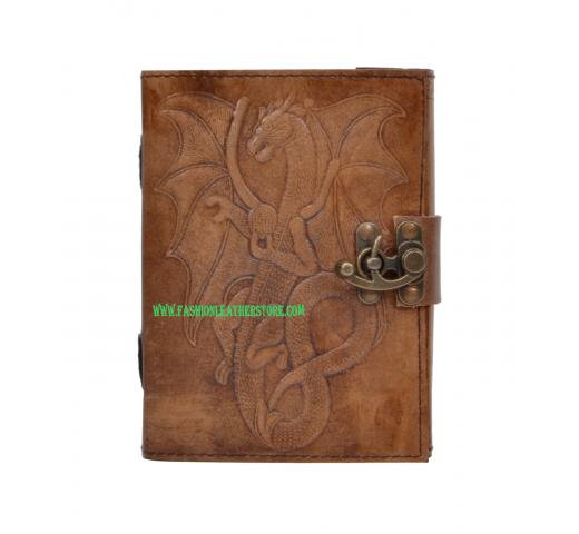 New Handmade Leather Journal Wholesaler Embossed Dragon Diary Handbook