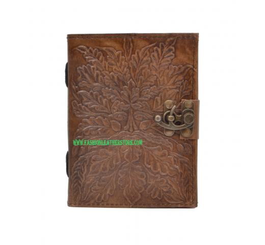 New Genuine Leather Journal Wholesaler Embossed Leaf Journal Notebook
