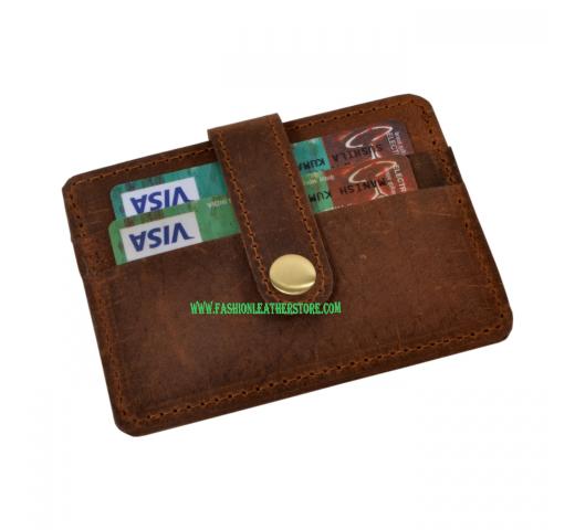 Men's Genuine Crazy Horse Leather Thin Wallet ID Money Credit Card Slim Holder