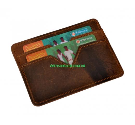 Handmade Hunter Leather Genuine Leather Multi Credit Card Holder Business Men Debit Card Pocket Wallet