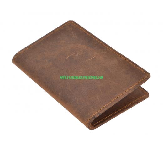 Handmade Men's Women's Crazy Horse Genuine Leather Wallet ID/Credit Card Holder Purse